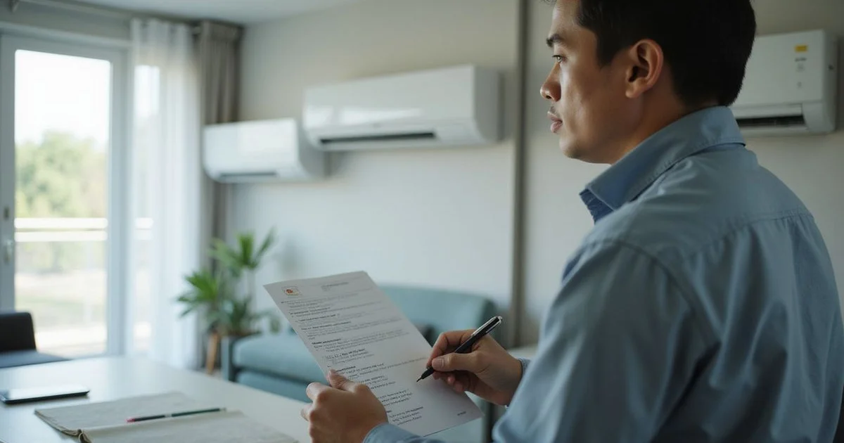 A technician quoting a chemical wash transparently for a home with multiple aircon units
