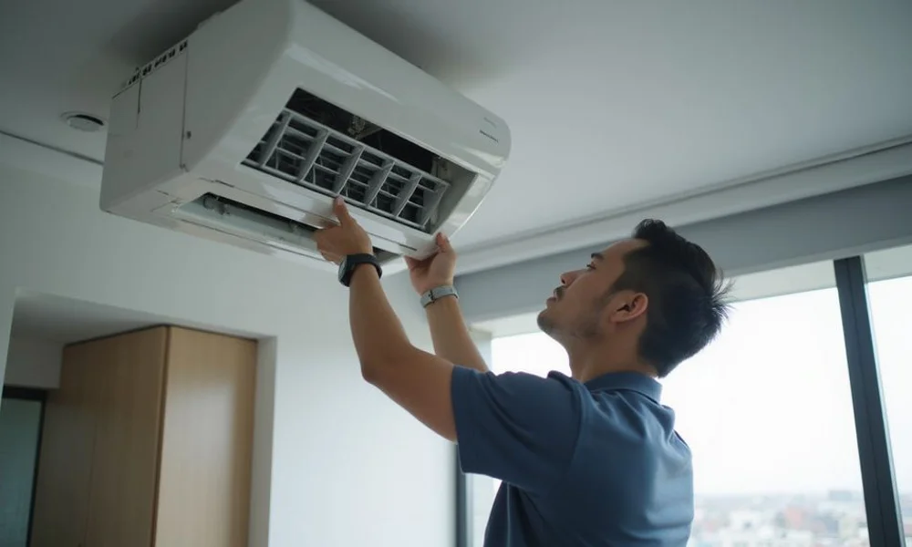 Commercial Aircon Service in action